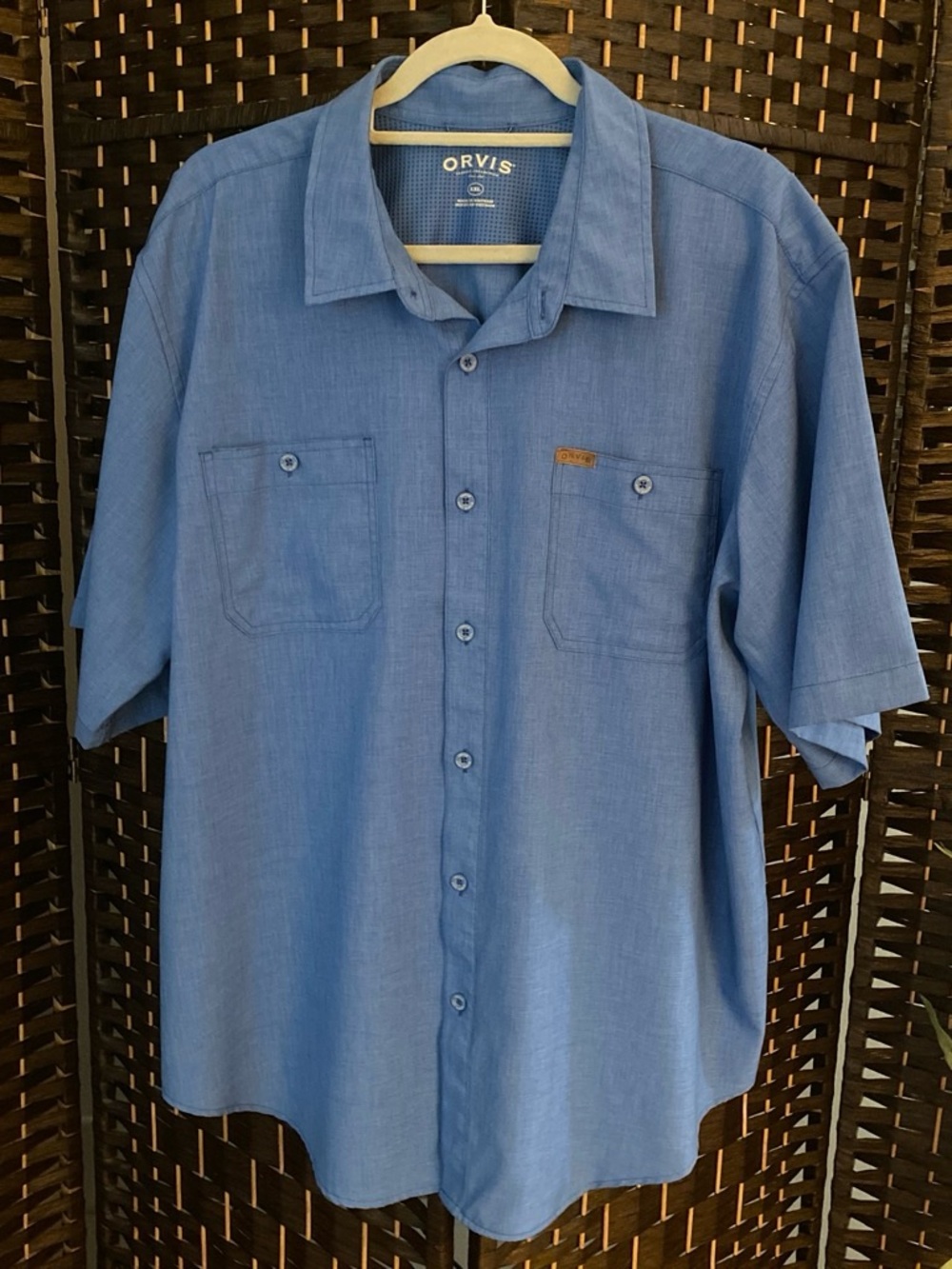 Orvis Tech Performance Short Sleeve Fishing Shirt - Blue - XXL